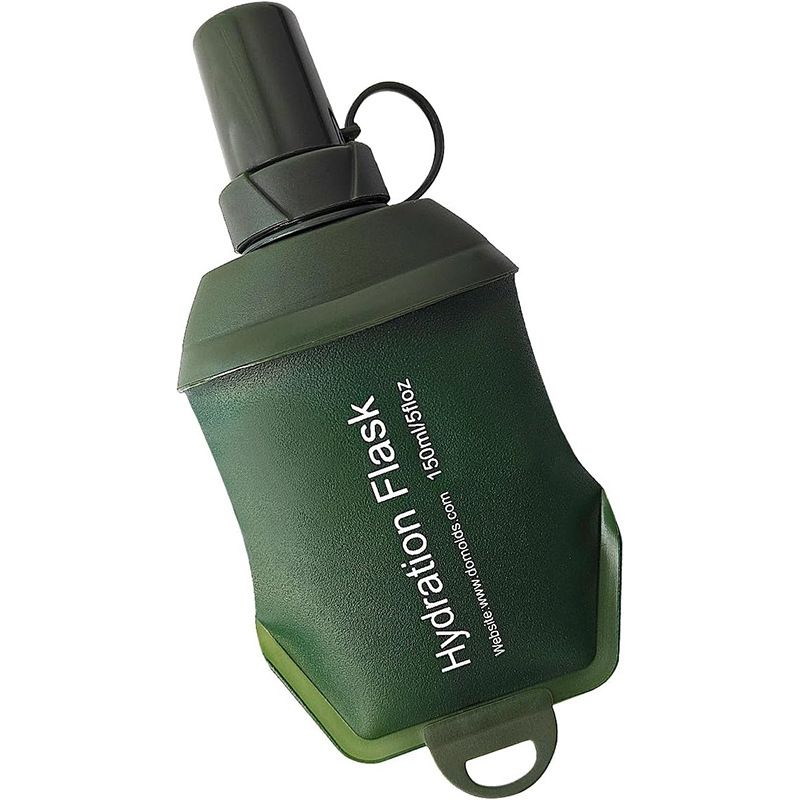 Collapsible Water Bottle Reusable Foldable Roll-Up Bottle Lightweight Space Saving for Hiking Camping Travel Sports Green - 150ML